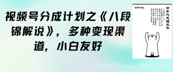 视频号分成计划之《八段锦解说》，多种变现渠道，小白友好（教程+素材）