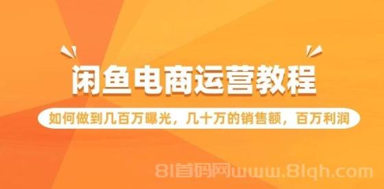 闲鱼电商运营教程：如何做到几百万曝光，几十万的销售额，百万利润