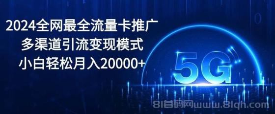 2024全网最全流量卡推广多渠道引流变现模式，小白轻松月入20000+