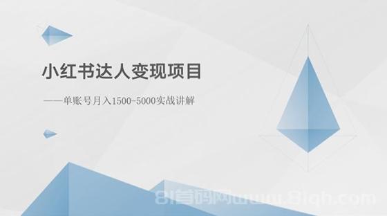 小红书达人变现项目：单账号月入1500-3000实战讲解