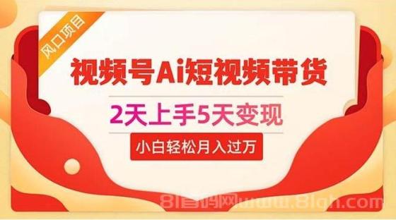 2天上手5天变现视频号Ai短视频带货0粉丝0基础小白轻松月入过万