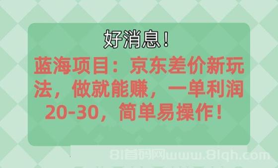 越早知道越能赚到钱的蓝海项目：京东大平台操作，一单利润20-30