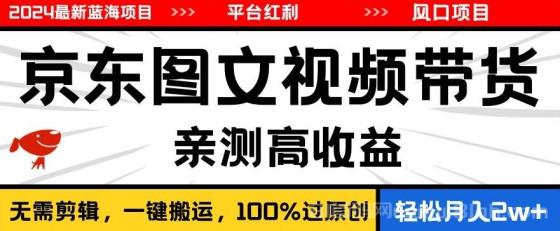 2024最新蓝海项目，逛逛京东图文视频带货，无需剪辑，月入20000+