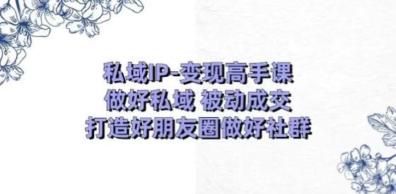 私域IP-变现高手课：做好私域 被动成交，打造好朋友圈做好社群（18节）