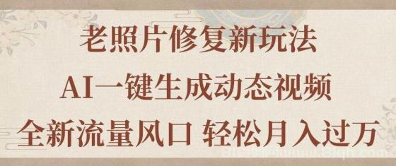 老照片修复新玩法，老照片AI一键生成动态视频 全新流量风口 轻松月入过万