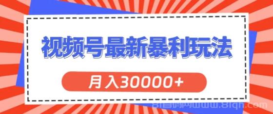 视频号最新暴利玩法，轻松月入30000+