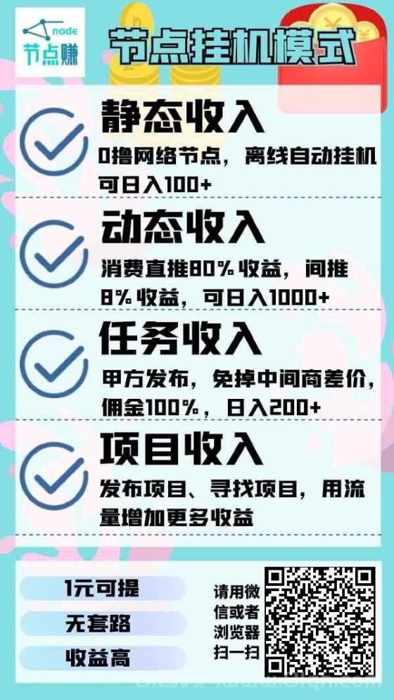 节点赚G机：永久收益，安全靠谱，0撸启动，日赚0.12元！