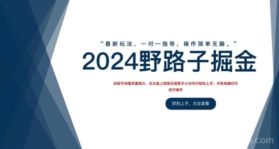 2024野路子掘金，最新玩 法， 一对一指导，操作简单无脑。