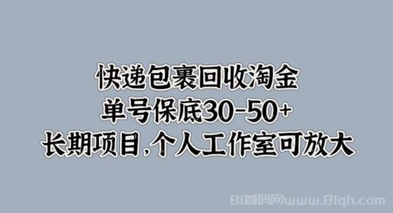 快递包裹回收淘金，单号保底30-50+，长期项目！个人工作室可放大