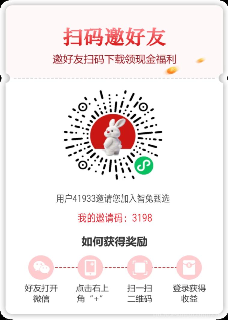 智兔甄选：纯零撸微信扫码一键注册，看广告做任务得余额1比1购物，推广升级佣金天天有